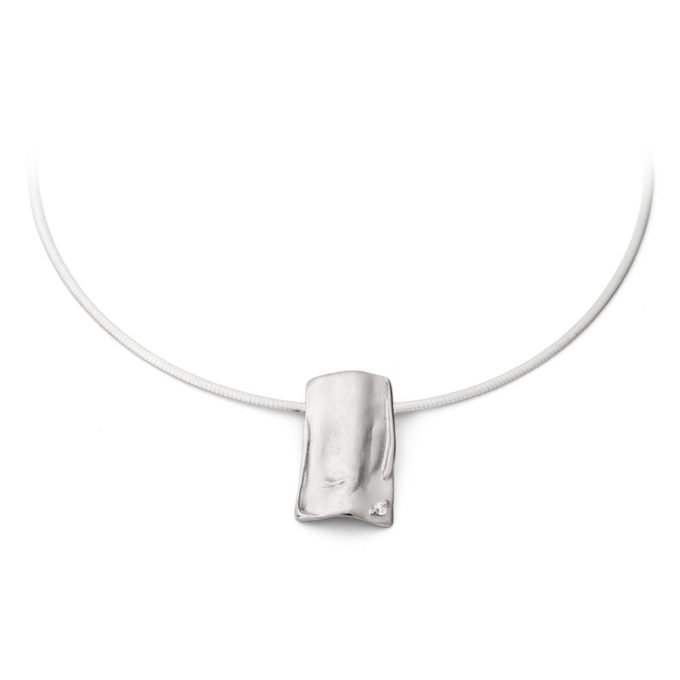Silver memorial necklace with diamond N° 225