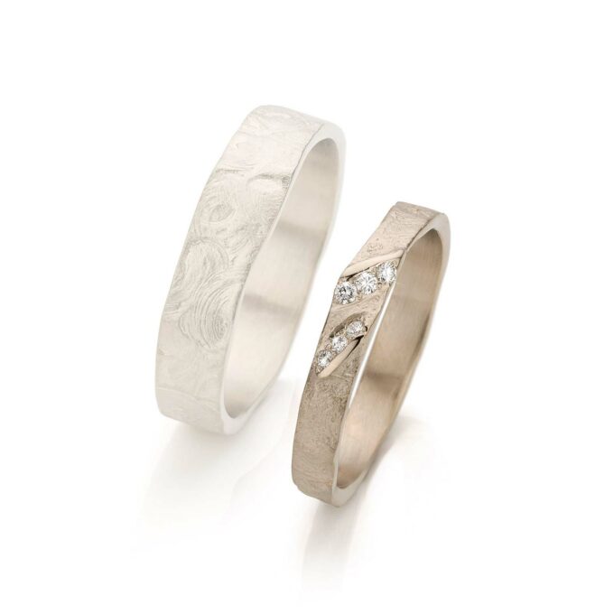 White gold wedding ring with diamonds