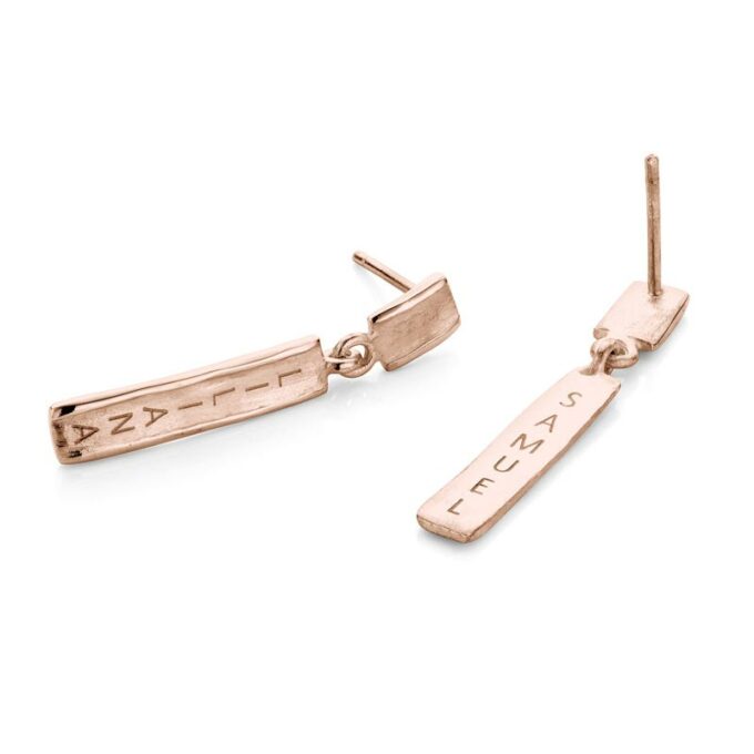 Rose gold earrings with engraving