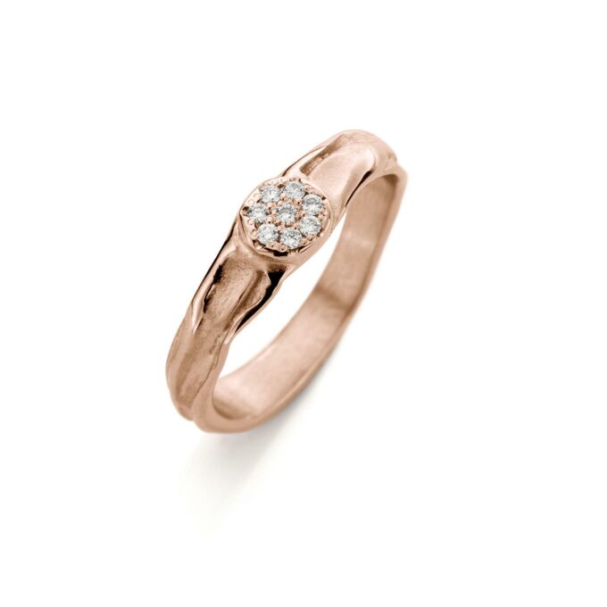 Rose gold engagement ring with diamonds