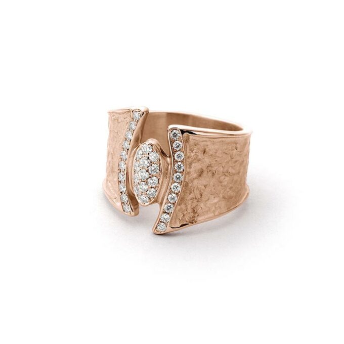 Rose golden ring with diamonds