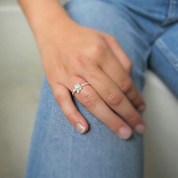 Zilveren ring met diamant N° 001 SET Model Foto