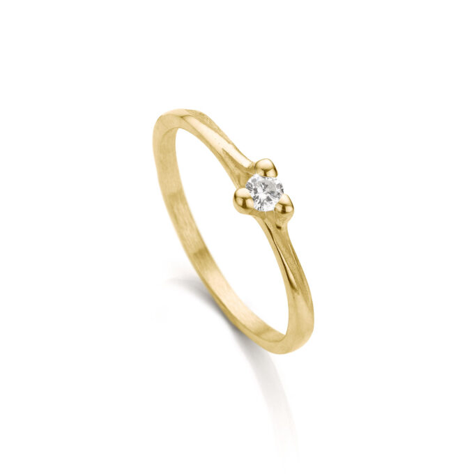 Geel gouden verlovingsring met diamant N° 059