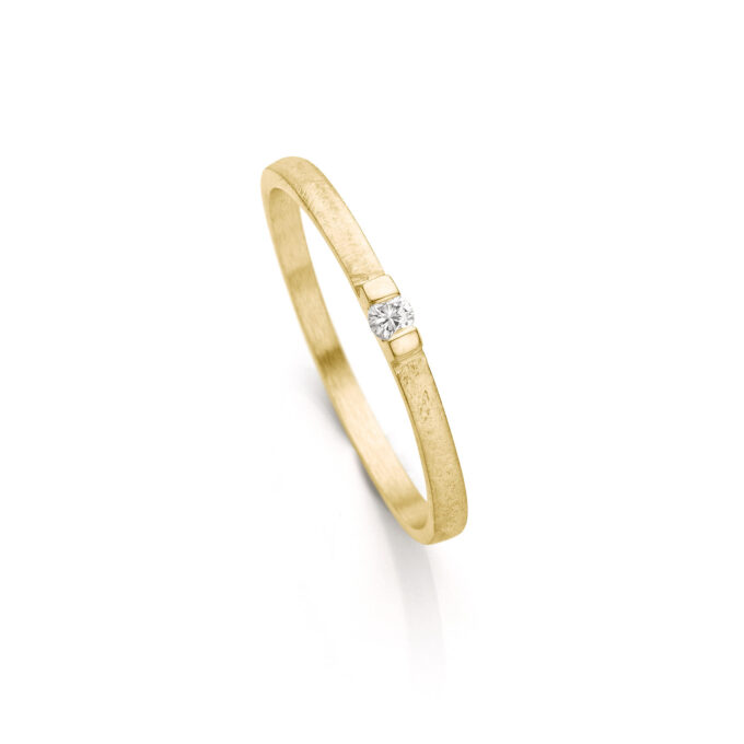 Yellow gold engagement ring with diamond N° 060