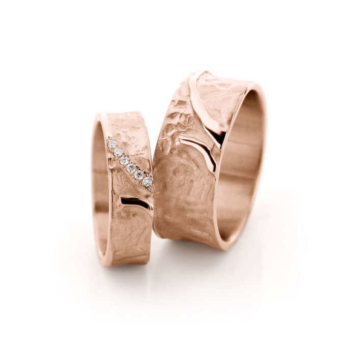 Wedding Bands N° 37_6 red gold diamond