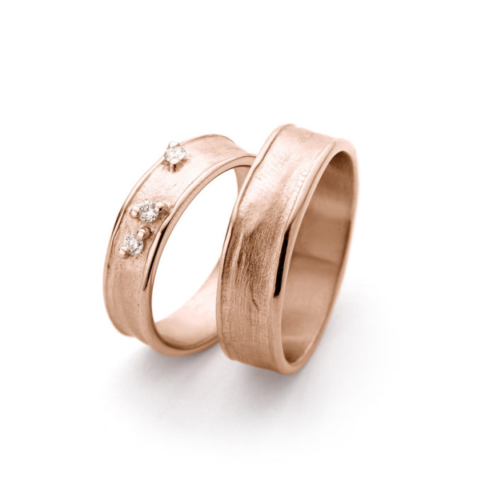 Wedding Bands N° 9_3 red gold diamond