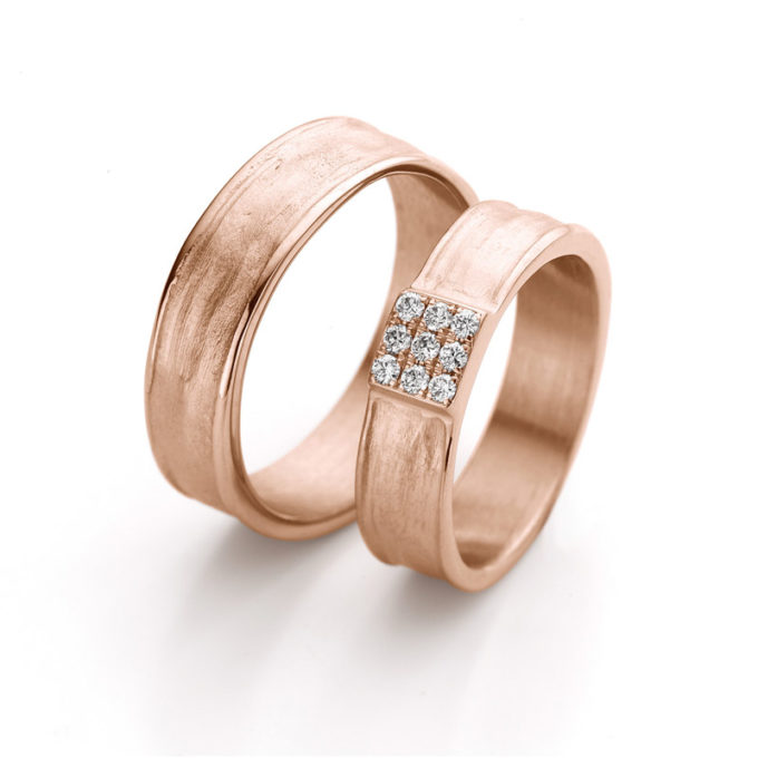 Wedding Rings N° 25 red gold diamonds