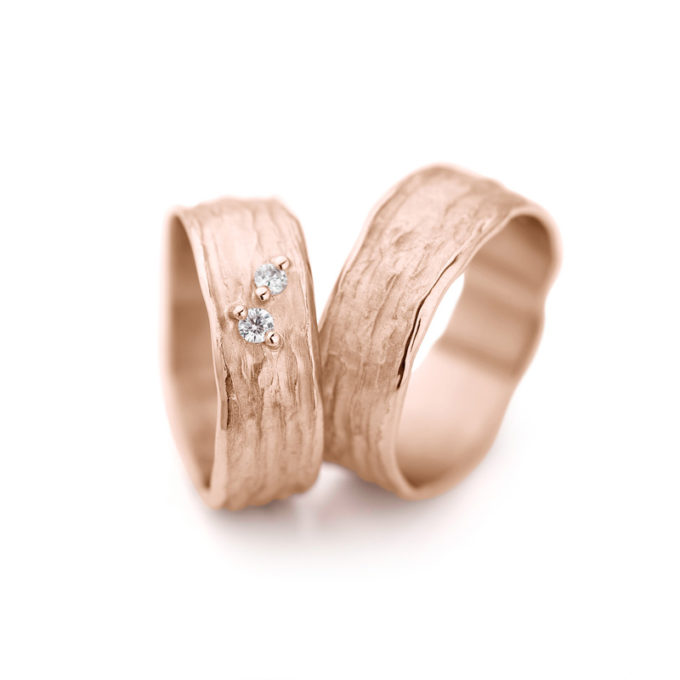 Wedding Rings N° 28_2 red gold diamonds