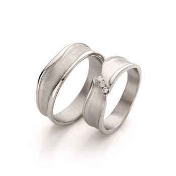 Wedding Rings N° 44_3 white gold champagne color with diamonds